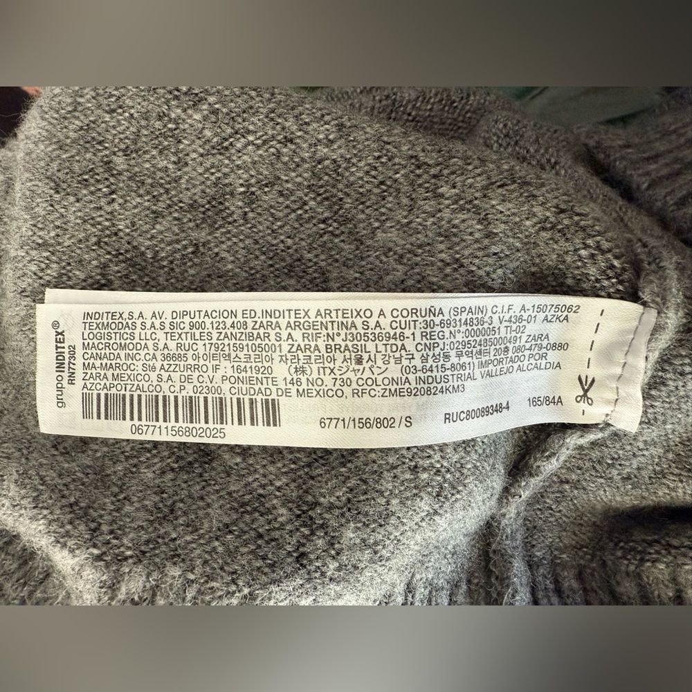 Zara Gray Cropped Turtleneck Sweater Women's Size Small - Picture 5 of 6